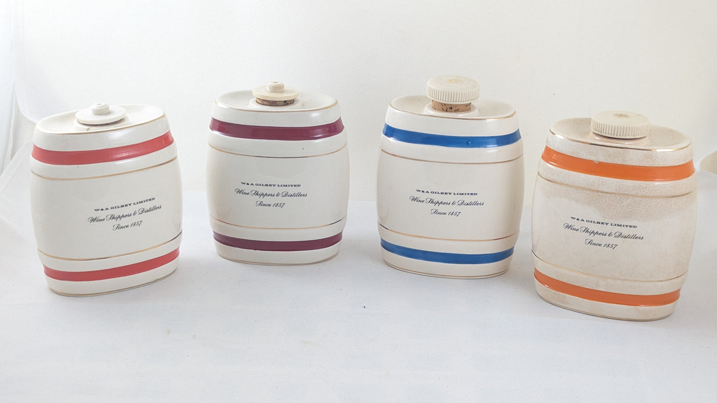 Vintage Wade Royal Victoria Ceramic Barrel Decanters x 4
