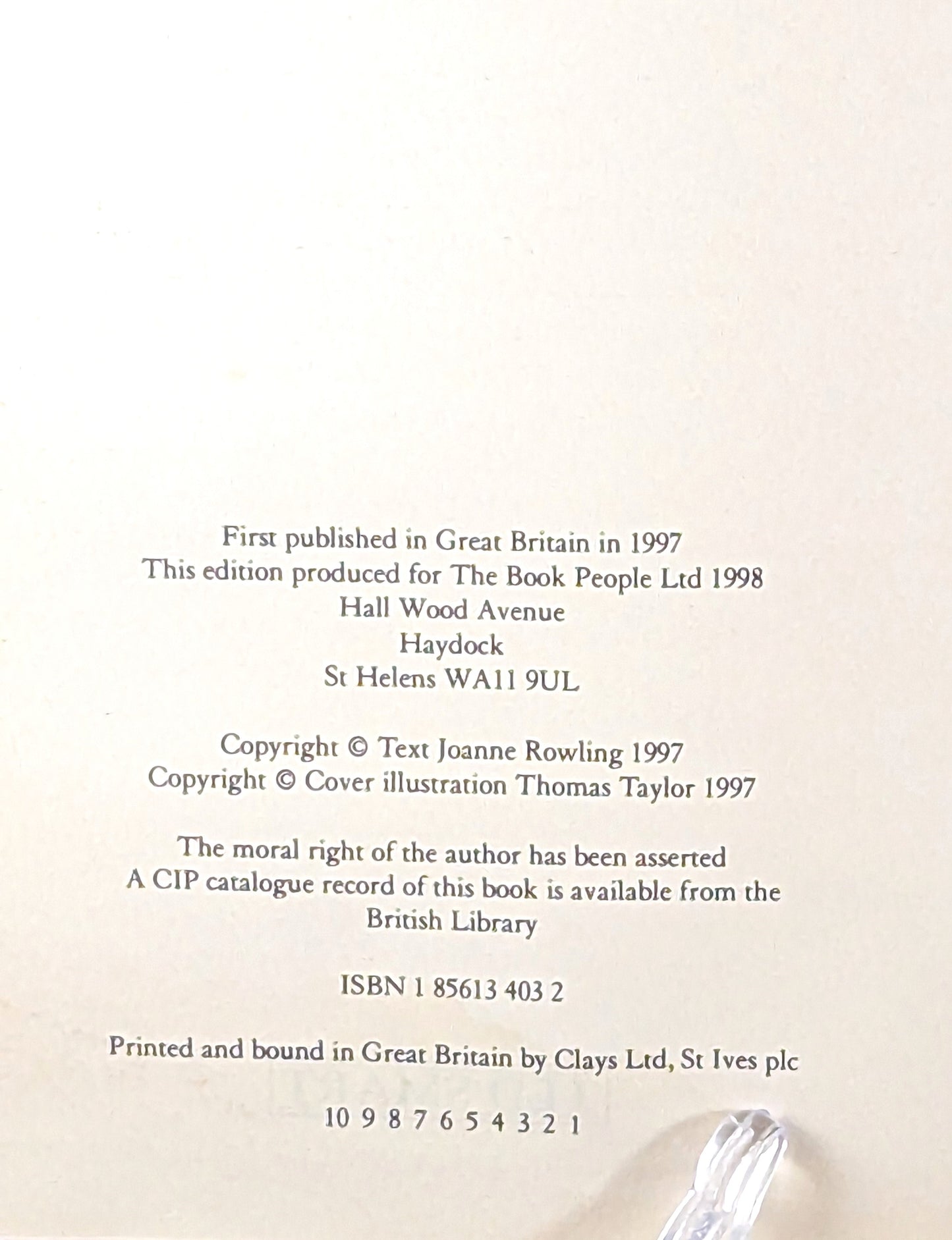 Harry Potter and the Philosopher's Stone First Edition First Print