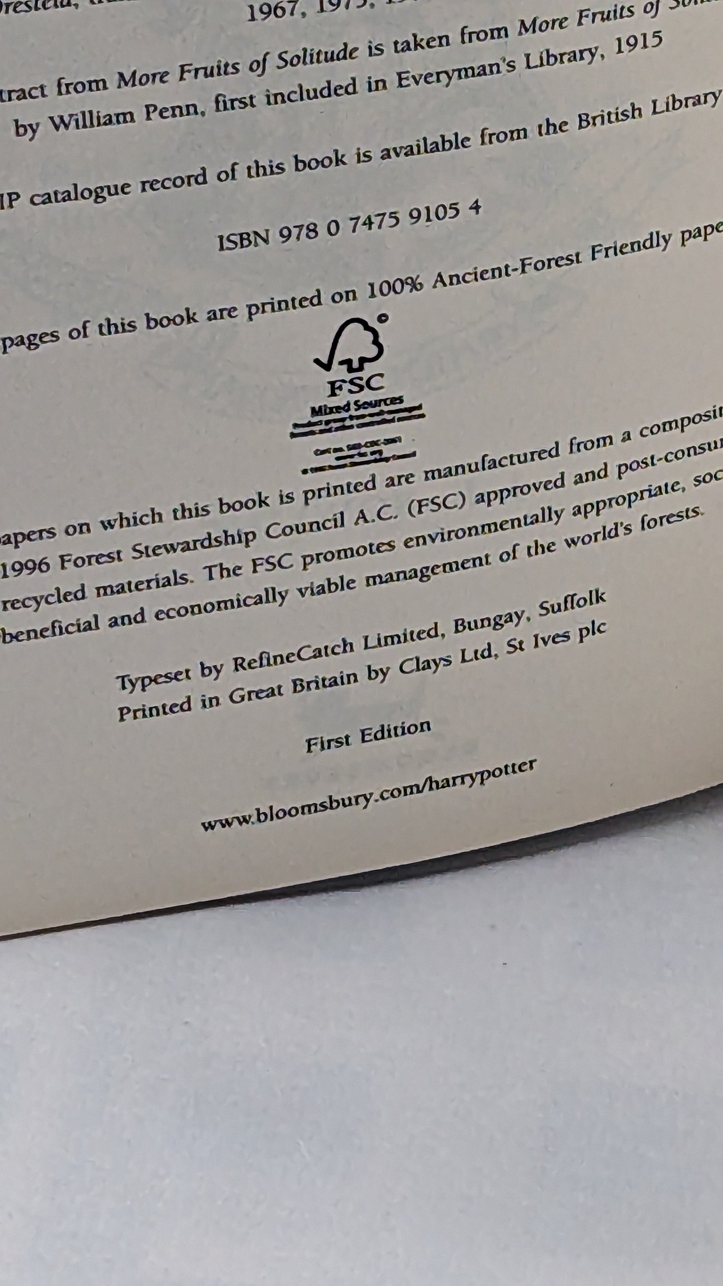 Harry Potter and the Deathly Hallows Bloomsbury First Edition
