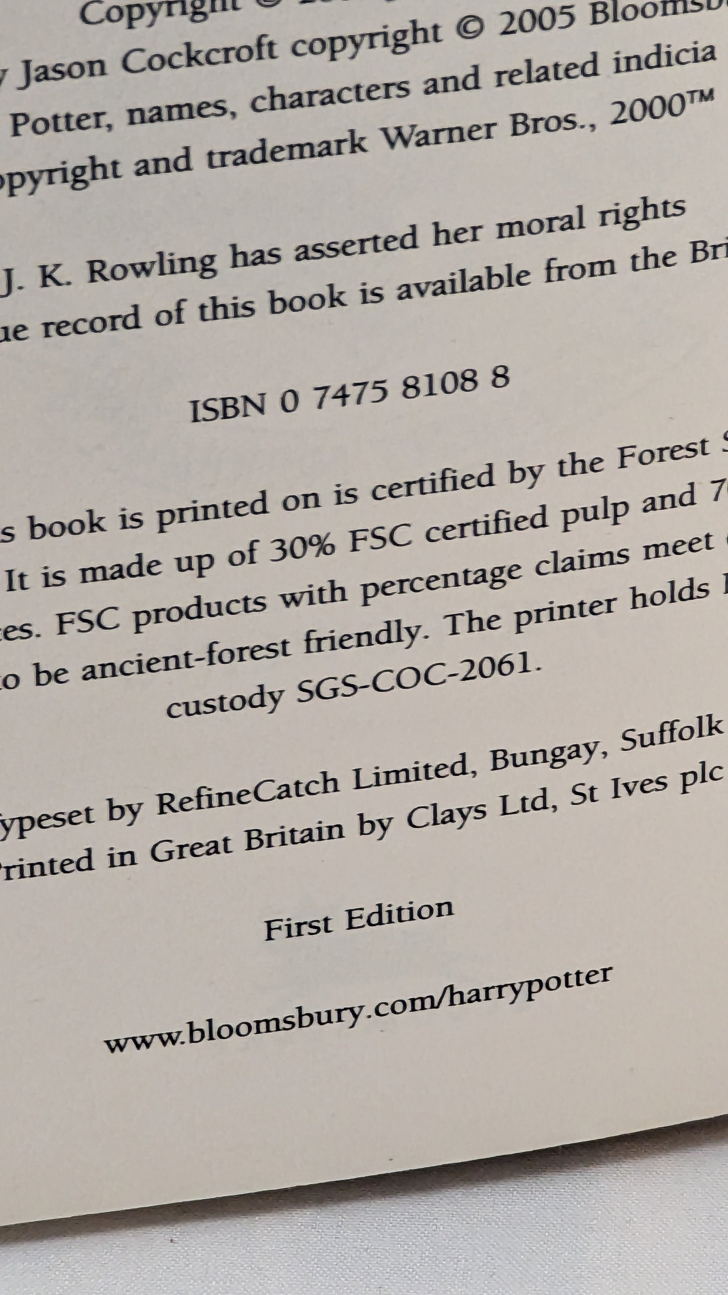 Harry Potter and the Half-Blood Prince Bloomsbury First Edition
