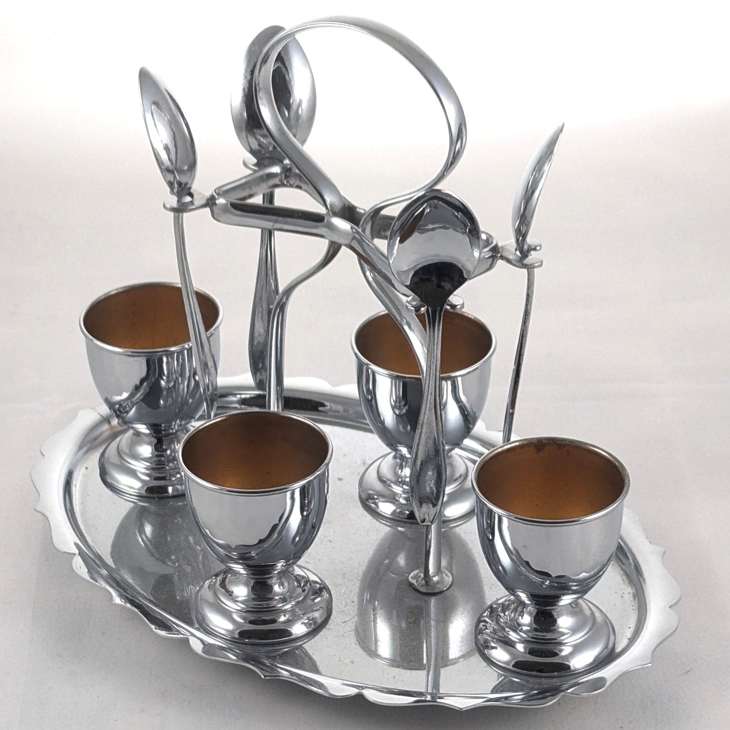 Vintage Egg Cups and Spoons Set
