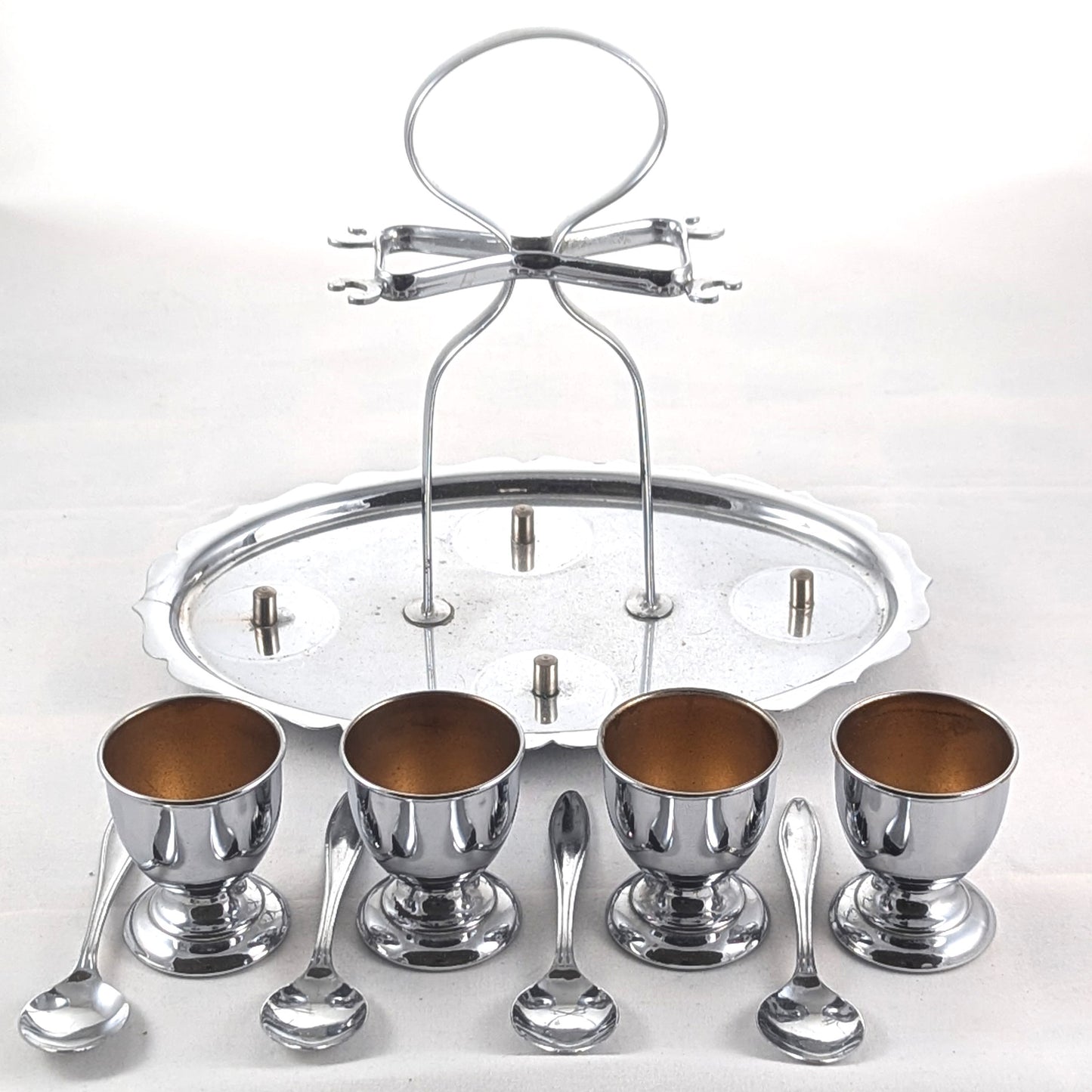 Vintage Egg Cups and Spoons Set