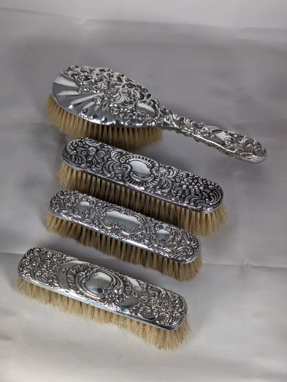 Solid Silver Vanity Hair Brushes