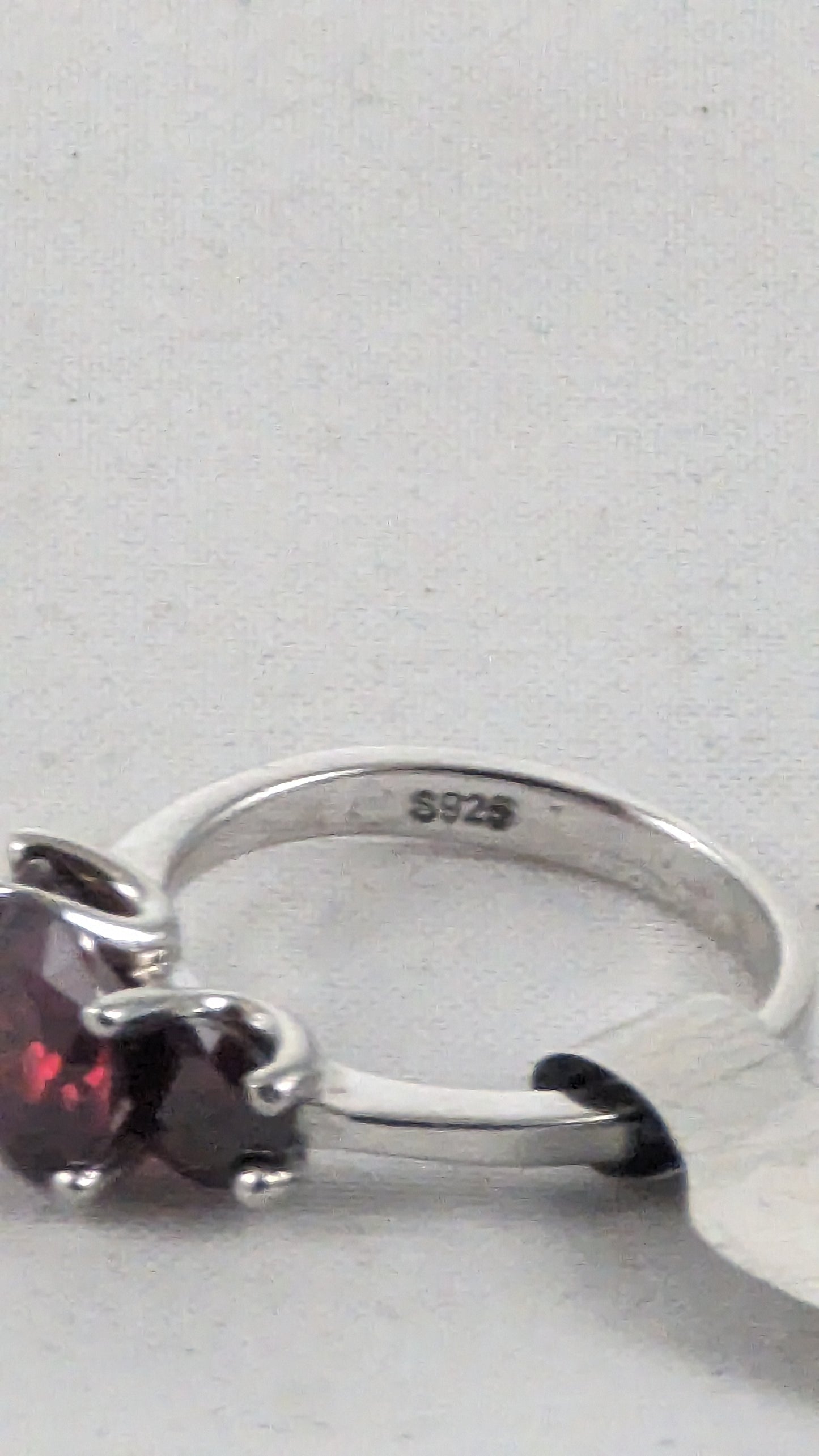 Solid Silver Ring with 3 Ruby Colored Stones