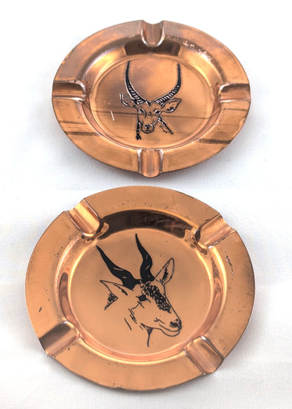 Vintage Copper Antelope Ashtrays