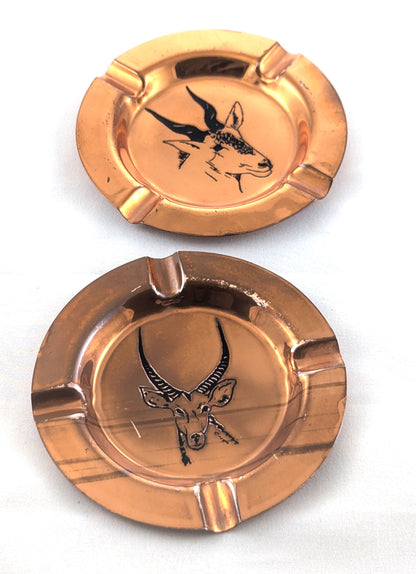 Vintage Copper Antelope Ashtrays