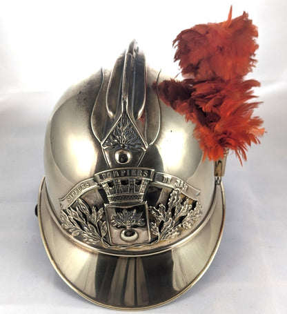 French Sapeurs Pompiers De Ham Fireman's Helmet with Plume